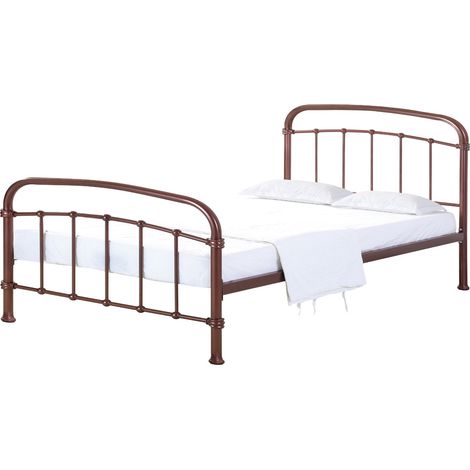 4.6 Feet Halston Double Bed - Metal - L200 x W146 x H113 cm - Copper (1/2)