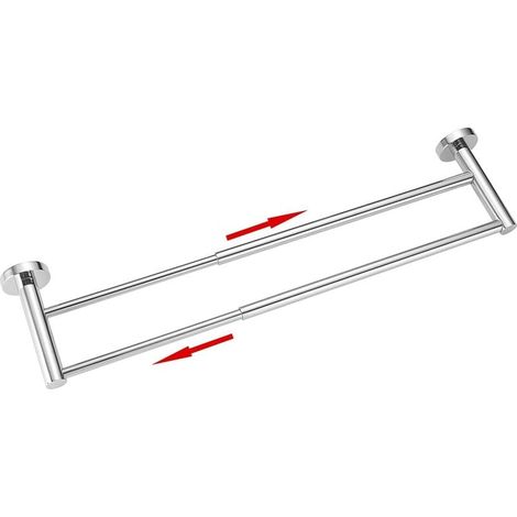 Toallero ajustable de 40 a 70cm toallero de acero inoxidable doble barra montaje pared para baño cocina cromado (1/4)