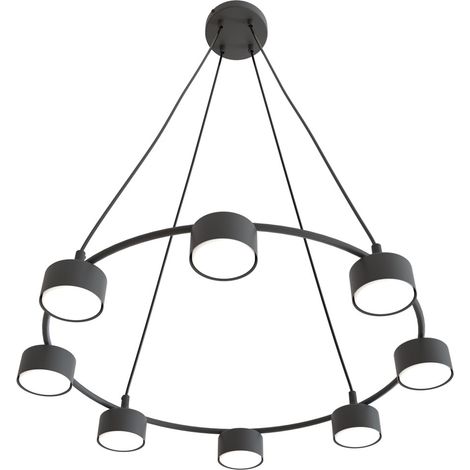 Suspension moderne 8 lumières anneau noir GX53 Emibig (1/5)