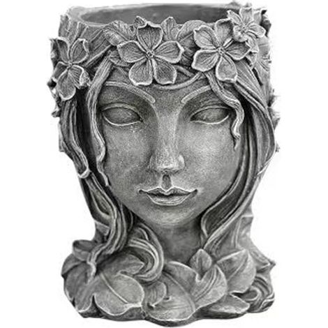Pot de fleurs décoratif en forme de visage de déesse (1/5)