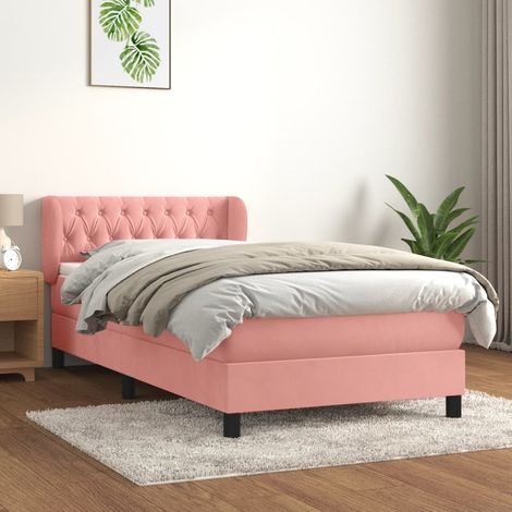 Boxspringbett mit Matratze Rosa 90x200 cm Samt (1/5)