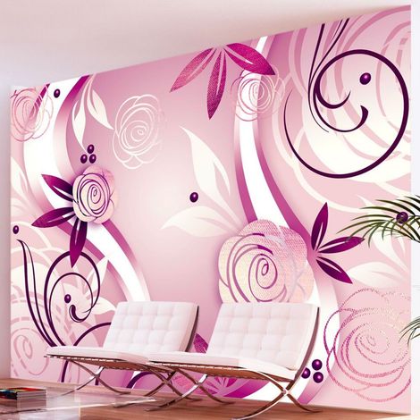 Papier peint fantaisie et roses - 350 x 245 cm (1/4)