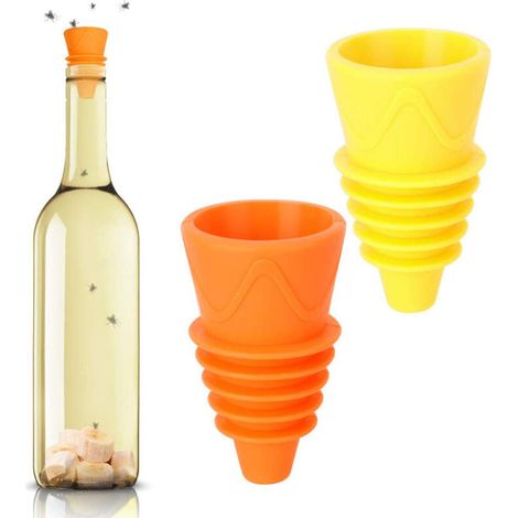 2 pièges à mouches des fruits réutilisables en silicone pour cuisine, intérieur et extérieur, maison