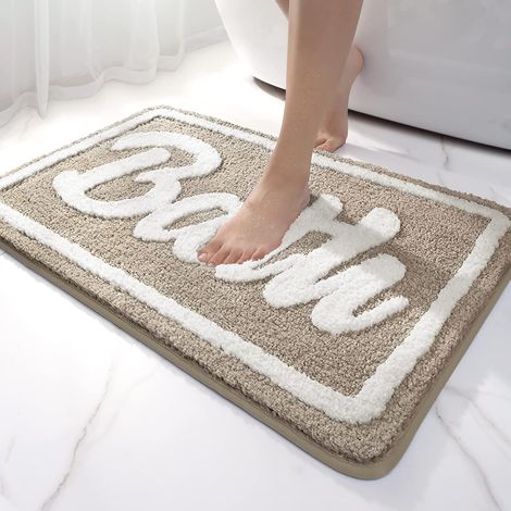Non-slip bath mat, soft microfiber bath mat, absorbent shower mat, machine washable, 40 x 60 cm - Beige (1/4)