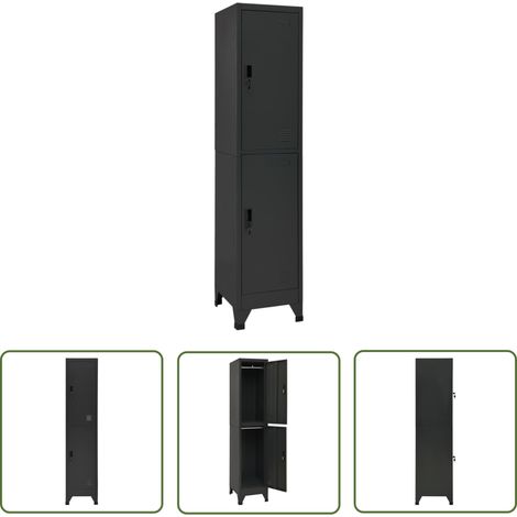 The Living Store Armoire à casiers Anthracite 38x45x180 cm Acier - Meuble De Rangement - Armoire Métallique - Armoire À Casiers - Placard Mural - Organisation (1/5)