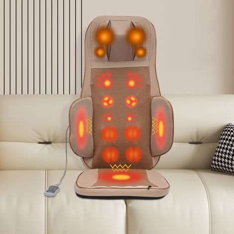 Siège de massage Shiatsu à compression d'air, coussin avec massage par pétrissage, rouleaux et vibrations, masseur dorsal 3D avec chaleur, pour massage réglable du cou, des épaules, du dos et des cuis (1/5)