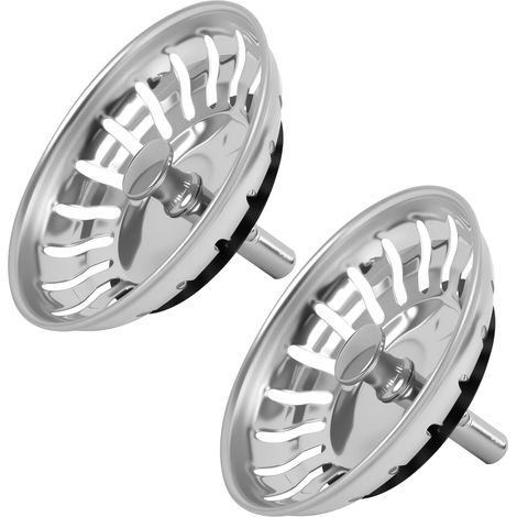 2PCS Bouchon Évier, 82 mm, Acier Inoxydable, Goupille Réglable, Filtre Antibouchon, Cuisine Salle De Bain (1/5)