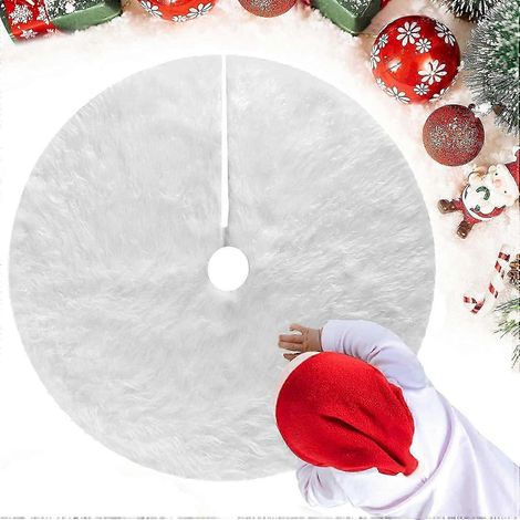 Jupe de sapin de Noël blanche, tapis de sapin blanc en peluche, jupe de sapin de Noël ronde, jupe de sapin de Noël pour décorations de fête de Noël, sapin de Noël ou (1/4)