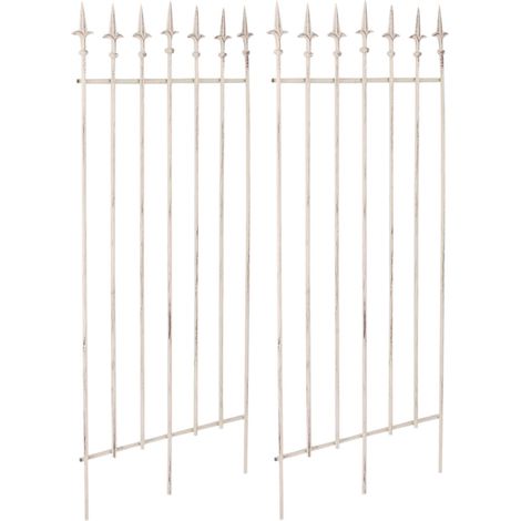 Lot de 2 treillis support pour plantes grimpantes décoration de jardin en métal crème vieilli 100003835 (1/5)