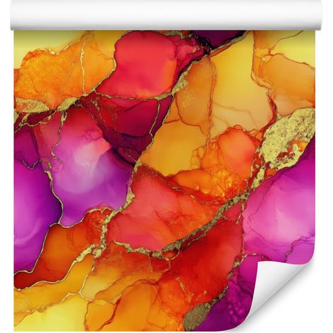 Carta da parati con inchiostro oro, rosso e viola per soggiorno e camera da letto, 50x1000 cm (1/5)
