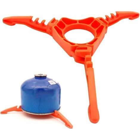 ABS Gas Tank Holder Non-Slip Gas Stove Stand Foldable Cartridge Canister Portable Multi-Purpose Tripod Holder for Camping Hiking Picnic Cooking - Orange (1/5)