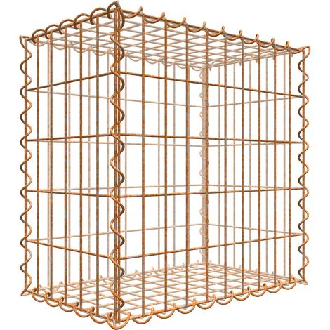 Gabiondeco - Gabion aspect rouille 50 cm x 50 cm x 30 cm (L x H x P). taille des mailles 5 x 10 cm. formation de rouille naturelle en cours - Made in Germany (1/3)