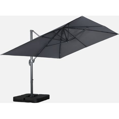 Ombrellone rettangolare eccentrico, 3x4m + piastre di zavorra 50x50cm