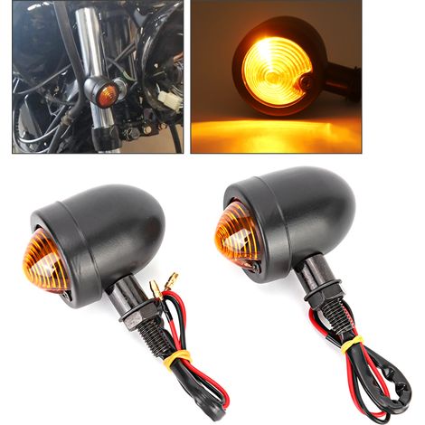 Clignotant universel noir pour moto, type « bullet », lampe témoin. (1/5)
