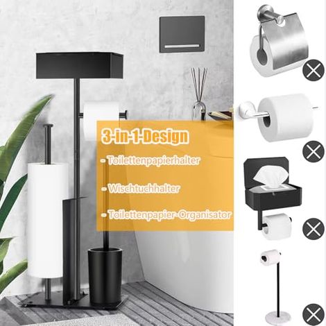 Toilettenpapierhalter Stehend mit WC Bürste