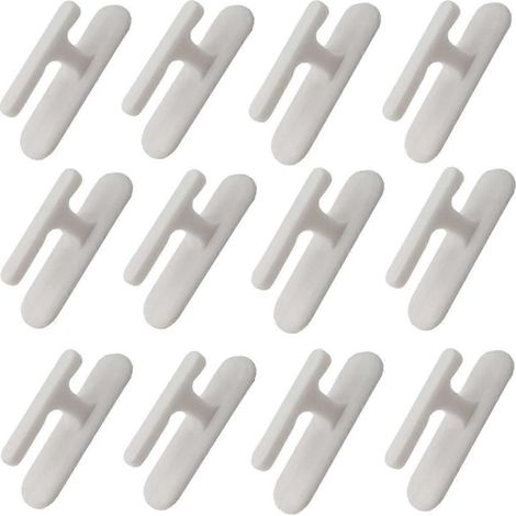 Lot de 12 crochets adhésifs de sécurité pour câbles de stores et rideaux, fixation murale sans perçage. (1/5)