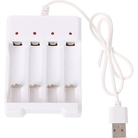 Station de charge rapide USB 4 emplacements pour piles rechargeables AAA et AA (1/5)