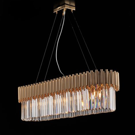 Lampadario Contemporaneo Ravel Metallo Oro E Cristallo 8 Luci E14 (1/2)