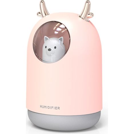SABIR Humidificateur d'air bébé Chambre Ultrasonique Silencieux avec 7 Couleurs de Lumière 12 Hd'arrêt Automatique, 300 ml, Rose (1/5)