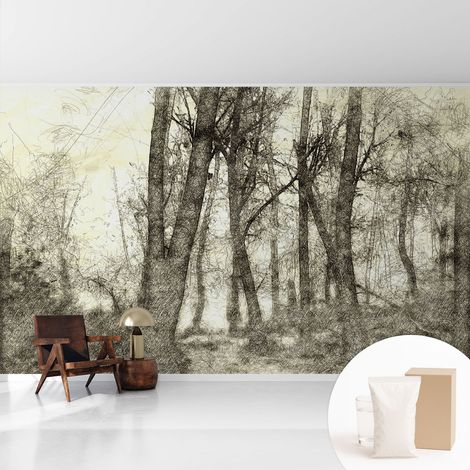 Tapete Tapete Vliestapete mit Kleber - Fototapete mit Motiv - Wandtapete modern - Wanddeko Waldmelancholie 416x254 cm (1/5)