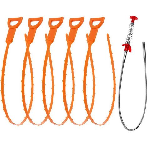 HOXILEELEO - drain cleaner pipeline di 35.5 cm (1 pezzo), cappa aspirante, linea dei capelli di 25 pollici (6 articoli) (1/5)