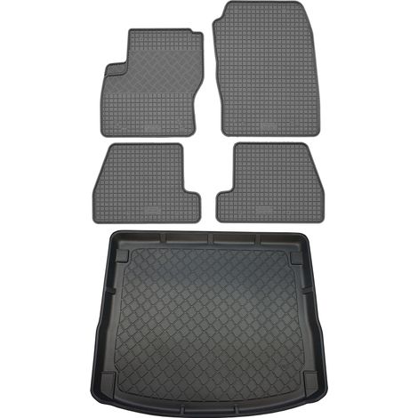Ford Focus III Turnier Kombi (5 puertas) de 03.2011 a 08.2018. JUEGO: alfombrillas de goma para coche + alfombrilla para maletero.