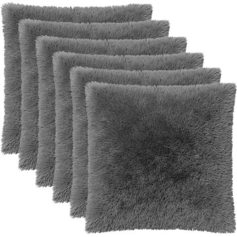 Federa 6 pcs HEERLEN Grigio Chiaro 65 x 65 cm Fleece PV vidaXL