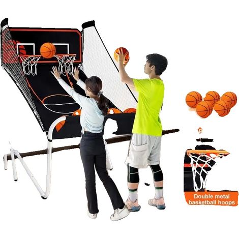 Gioco arcade di basket, struttura in MDF e nylon, dimensioni 80 x 43 x 45 pollici, adatto per uso interno ed esterno, tabellone segnapunti elettronico, include 5 palloni e una pompa. (1/5)