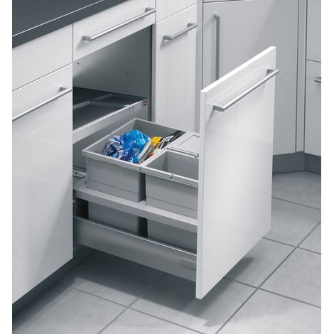 Hailo – Poubelle tri sélectif encastrable 30L – 1 bac 18L et 2 bacs 8L – Couvercle anti-odeur – Installation dans meuble coulissant 45cm (1/3)