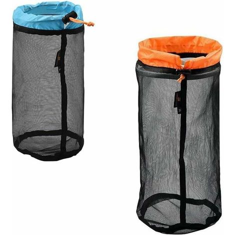 SHINING HOUSE Bolsa de malla de nailon negra de 2 piezas, bolsas de malla ultraligeras, bolsas de malla pequeñas, bolsa de almacenamiento con cordón, bolsa de malla para acampar y hacer senderismo (S  (1/5)