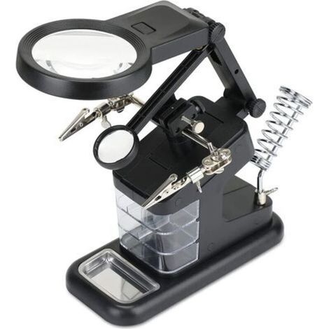Troisième Main, 3X/4.5X/25X Multifonctionnel Troisieme Main, avec Loupe sur Pied à 10 LED avec Loupe Support de Fer à Souder pour Les Loisirs de Soudage (1/5)