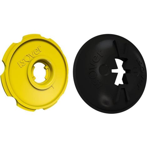 QEM – Pastille de fixation pour laine de verre 50 mm – Polymère jaune et noir – Système breveté – Étanchéité à l'air et vapeur d'eau (1/2)