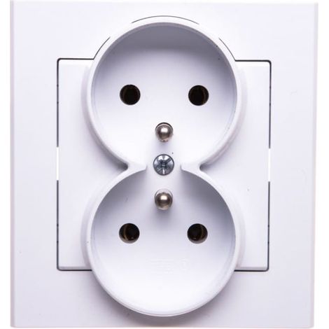 Enchufe doble Sonata con toma de tierra, completo con marco, blanco mate GP-2RZ/75