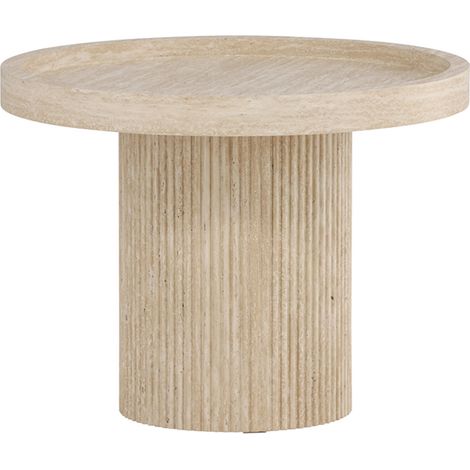 Table Basse Effet Travertin "Krille" 60cm Beige