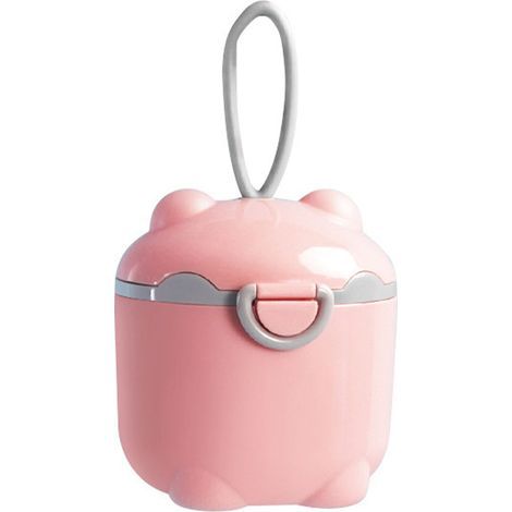 Biberon distributeur de lait en poudre ours mignon portable rose, récipient pour fruits et collations taille L (1/5)