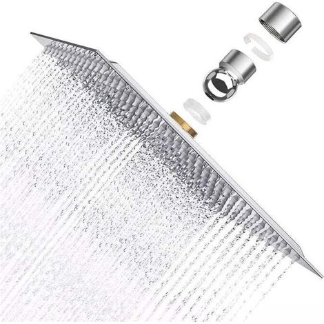 Krobec Pomme de Douche Plus forte.8 Pouces Pommeau Douche Carré en Acier Inoxydable AISI304. 20x20cm Ultra-Mince jet pluie.Pommes de douche fixes Tête de Douche à Anti-calcaire (1/5)