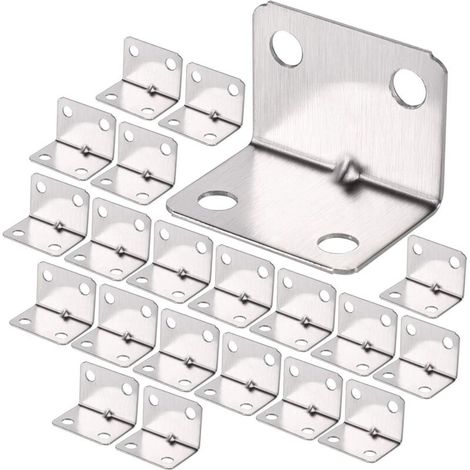 100 Pièces Equerre de Fixation en Acier Inox 30 × 23 × 23 mm, 90 Degrés Équerre Coin, Équerre à Angle Droit, Petit Support en forme de L pour Bois pour Fixation Clôture Table Étagère (1/3)