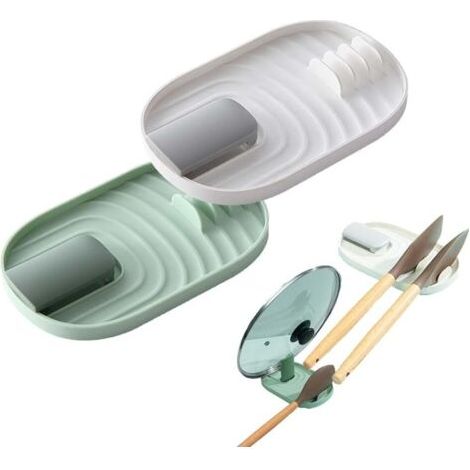 Lot de 2 porte-cuillères de cuisine multifonctions pour casserole, repose-cuillère, ustensiles de cuisine, couvercle de casserole pour couvercles et cuillères