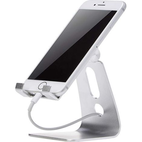 Verstellbare Handyhalterung für iPhone und Android, Silber (1/5)