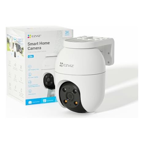 EZVIZ C8c 5MP Caméra Surveillance WiFi Extérieure à 360° avec Suivi Auto-Zoom, Détection de Forme Humaine/Véhicule, Vision Nocturne en Couleur, Audio Bidirectionnel, IP65 Etanche, Défense Active (4616