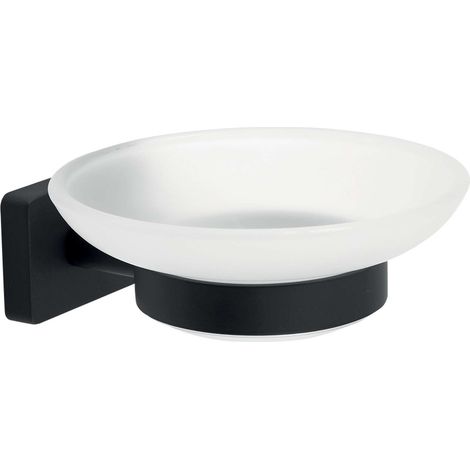 Novaservis Ferro Greta - Portasapone con supporto, vetro satinato/nero opaco AGR02BL (1/2)