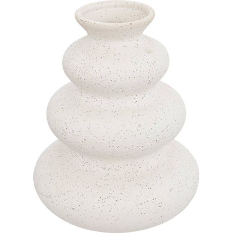 Atmosphera – Vase décoratif en céramique 20 cm – Forme originale – Diamètre 16 cm – Idéal pour bouquets – Couleur blanche élégante