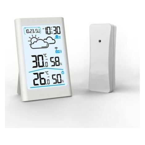 Compteur de température et d'humidité intérieure et extérieure, station météo sans fil, grand écran LCD, prévisions météorologiques, réveil électronique