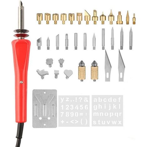Kit de Pyrogravure Electrique, Fer à souder Bois Ensemble de 37 Pièces (1/4)