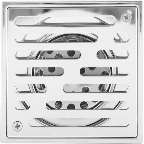 Evacuation Douche Carré,Siphon De Sol,Grille Douche Carré 110Mm,Couvercle De Drain De Douche Carré,Acier Iydable Carré Anti-Odeur Salle (1/5)