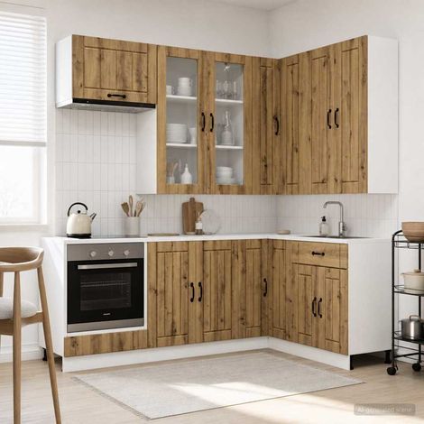 vidaXL Unità Cucina LUCCA 8 pcs Rovere Artigianale (1/5)