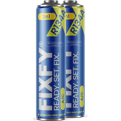Recharge de gaz climatisation 2 en 1 500 ml – Lot de 2 canettes R134a avec huile – Remplissage facile et rapide