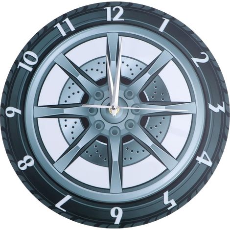 Horloge murale en métal recyclé, style pneu, décoration industrielle pour salon, chambre ou bureau, design vintage robuste, cadeau original.