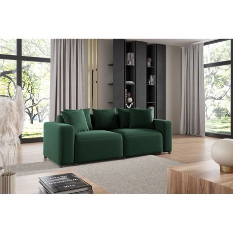 Sofa Designersofa MEGAN 2-Sitzer in Stoff Salvador Dunkelgrün (1/3)