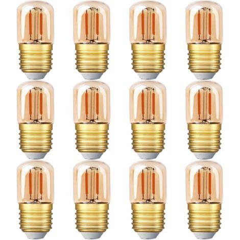 Mini ampoule LED tubulaire, 1W T28 Edison Ampoule à filament LED E27 Base à vis 2200K Ampoule blanche super chaude pour décorative non dimmable (verre ambré) ,220V,12 Pack [Classe énergétique A++] (1/5)